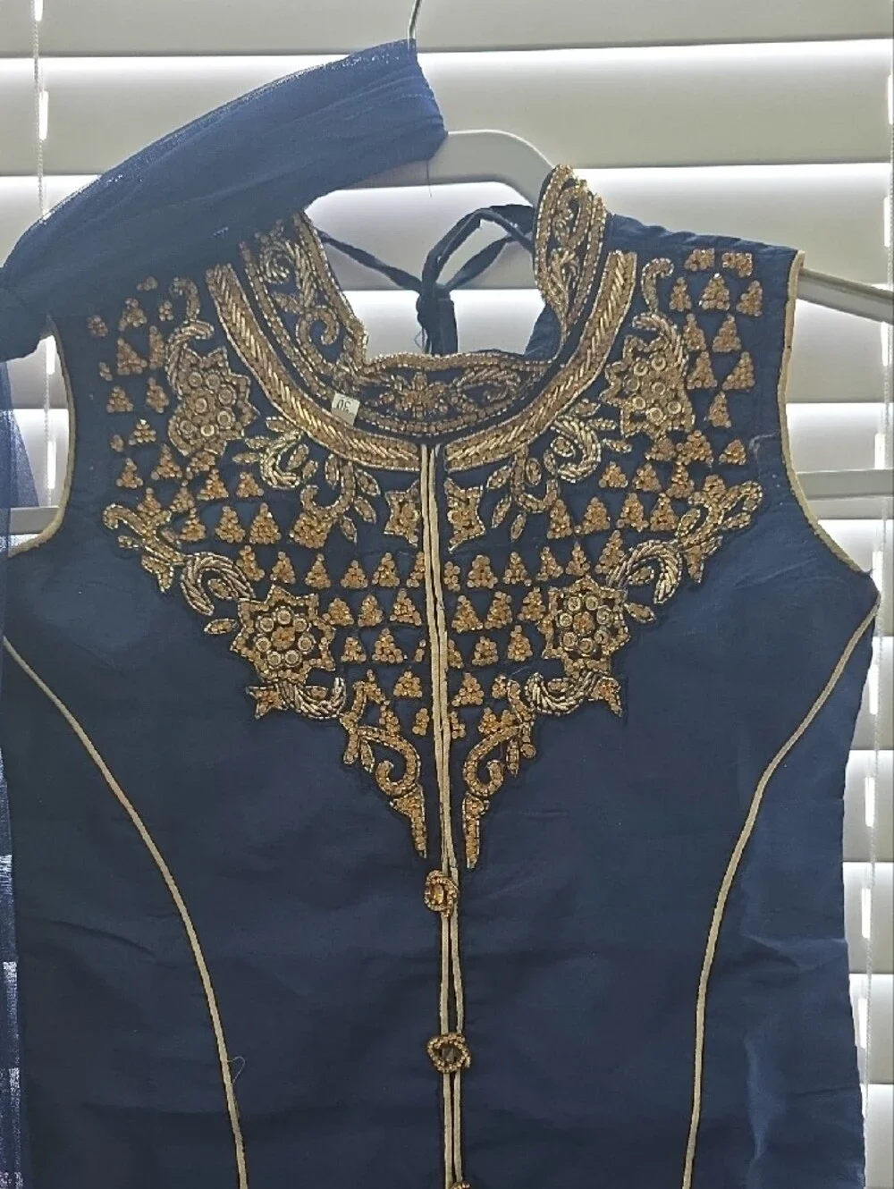 Navy Blue and Gold Embroidered Lehenga Choli Slit Kurta Set
